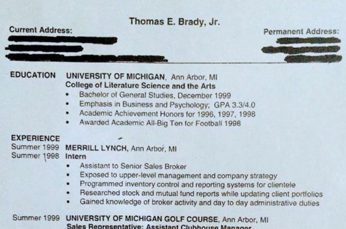 Tom Brady’s Resume